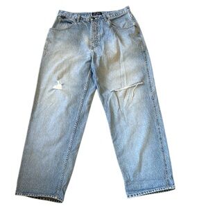 VTG 90’s Y2K Sean Jean Wide Leg Baggy Distressed Jeans Fade Skater Hip Hop 34x31